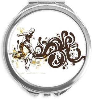 Winter Sport Skiing Flower Pattern Hand Compact Mirror Round Portable Pocket Glass