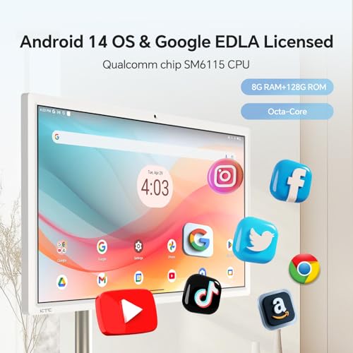Image of KTC 27 inch MEGAPAD 1080p Portable TV Touchscreen Monitor, EDLA-Certified Android 14 8G RAM +128G Storage Octa-core CPU Qualcomm Remote Control 9500mAh Battery Full Swivel Rotation Camera