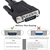 DTECH 3 m DB9 do DB9 RS232 kabel szeregowy wtyczka do wtyczki zerowy kabel modemowy Cross TX RX przewód do komunikacji danych (10 stóp, czarny)