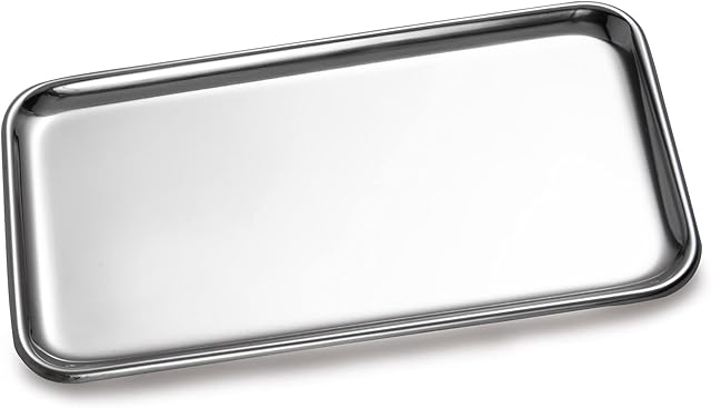 IMEEA Small Serving Tray for Kitchen Jewelry Bathroom SUS304 Stainless Steel, 20.5 x 11.5cm (Silver)