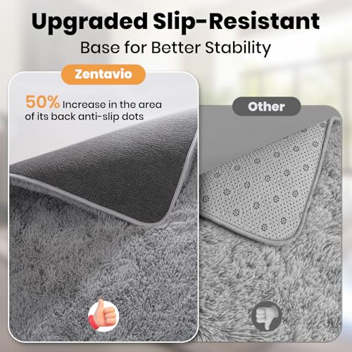 Zentavio Area Rugs for Living Room Large Rugs for Bedroom 6x9 Carpet Fluffy Furry Soft Shag Aesthetic Plush High Pile Gray Throw Rug for Nursery Kids Room Dorm Light Grey