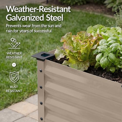 Image of Best Choice Products 72x24x30in Non Toxic Galvanized Raised Garden Bed, Metal Elevated Planter Box, Vegetable Garden, 100% Non Toxic Materials - Taupe