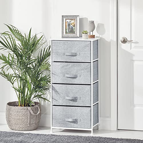 Mdesign Tall Dresser Storage Tower Stand With 4 Removable Fabric Drawers - Steel Frame, Wood Top Organizer For Bedroom, Entryway, Closet - Lido Collection - Gray #TOP3