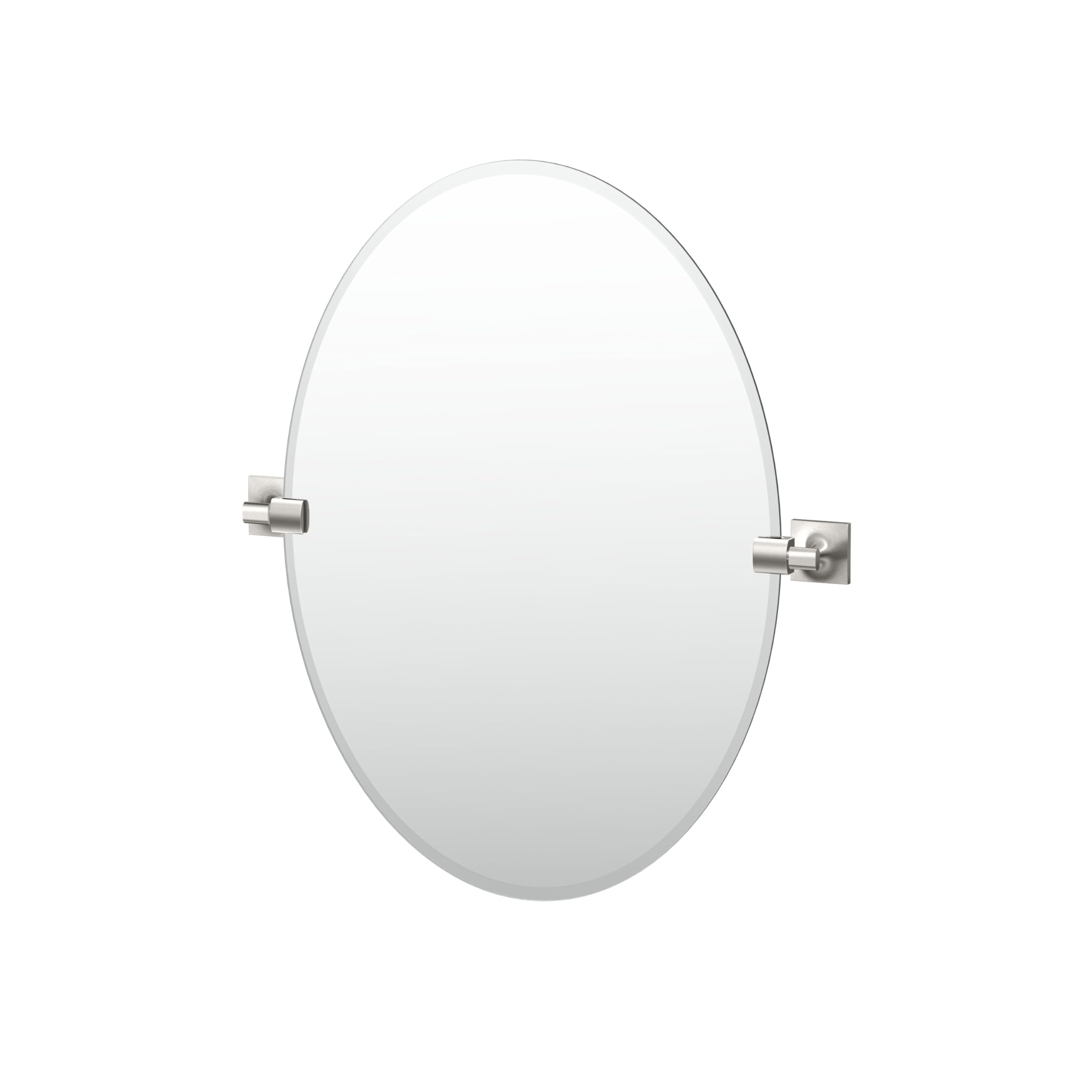 Gatco 5599 Waterline Frameless Oval Mirror, 26.5 Inch, Satin Nickel