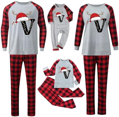 Pyjama Noel Famille, 26 Lettres Manches Longues Col Rond Pyjama F...