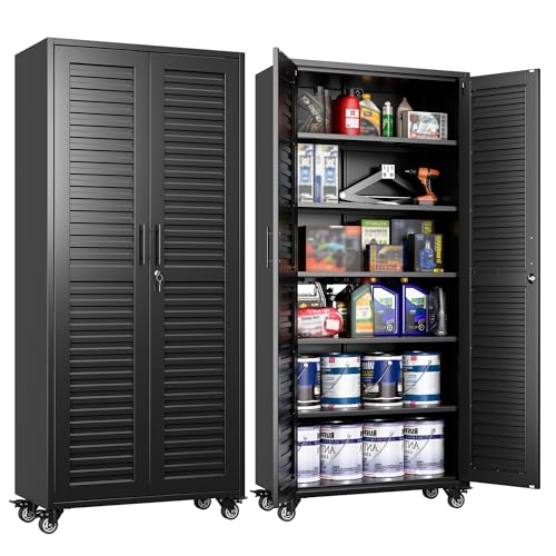 SUXXAN Garage Storage Cabinet with Wheels and Shelves