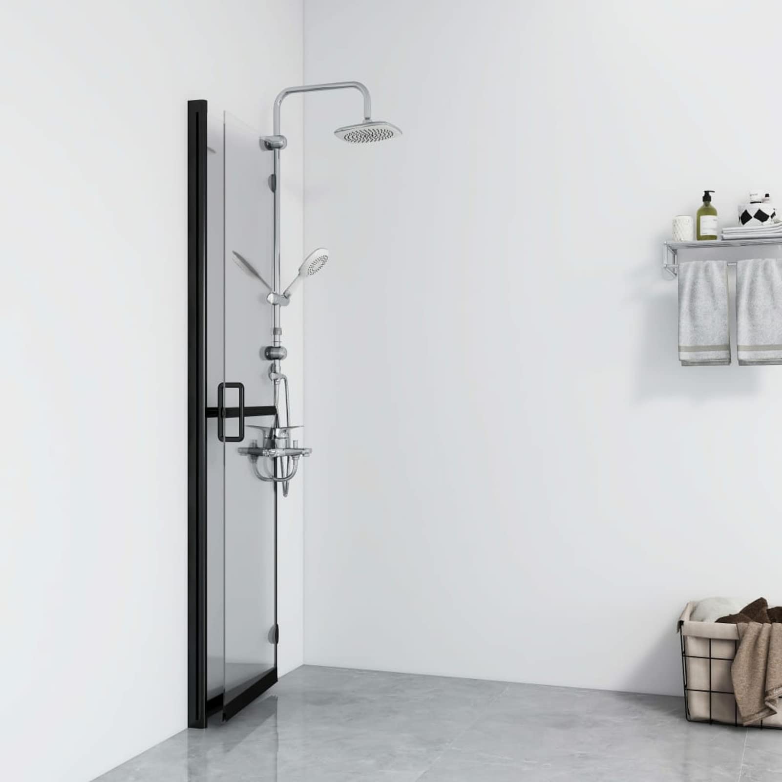 LAPOOH Parete per Doccia Walk-in Pieghevole in Vetro ESG 100x190 cm,Parete per Doccia Walk-in,Porta Doccia,Parete Vasca da Bagno,Parete Doccia-151183