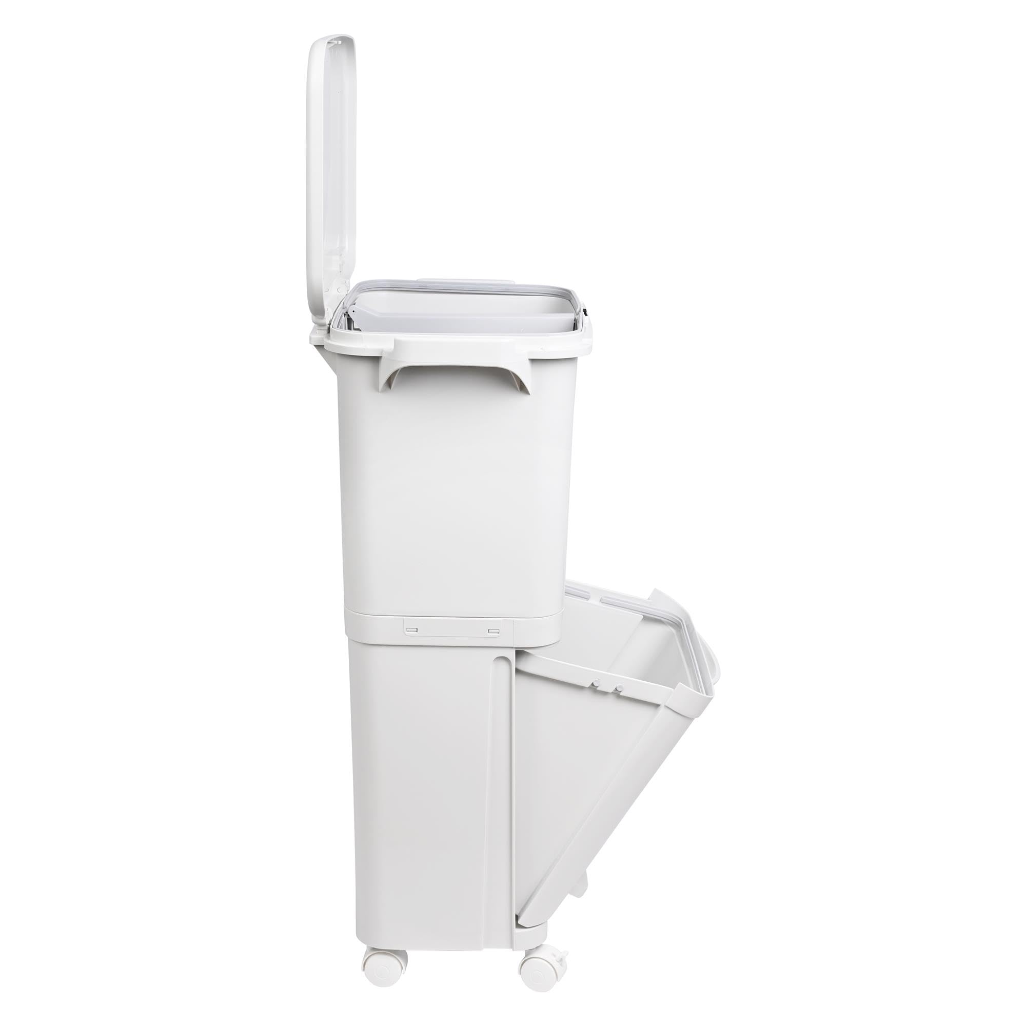 WELL HOME MOBILIARIO & DECORACIÓN Pattumiera a pedale selettiva, con doppio scomparto da 38 litri e manico a pedale (24 l + 14 l).