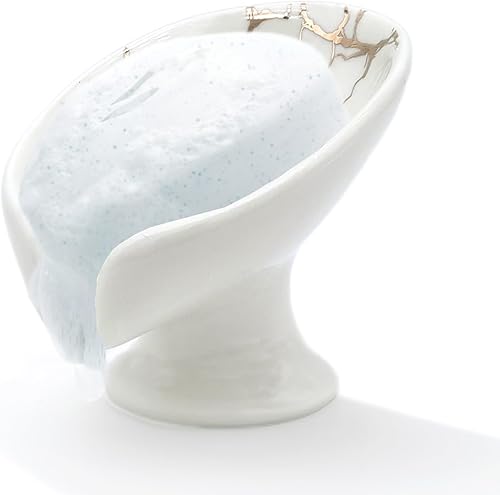 Jabonera, jabonera autodrenante, jabonera de cerámica fácil de limpiar, mantiene el jabón seco para fregadero de cocina y baño, ducha o pared de