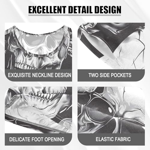 ALAZA Cool Cartoon Sugar Skull Pajamas Set Short Sleeve Cotton Sleepwear Summer Pjs 2 Piece 5-14Y4