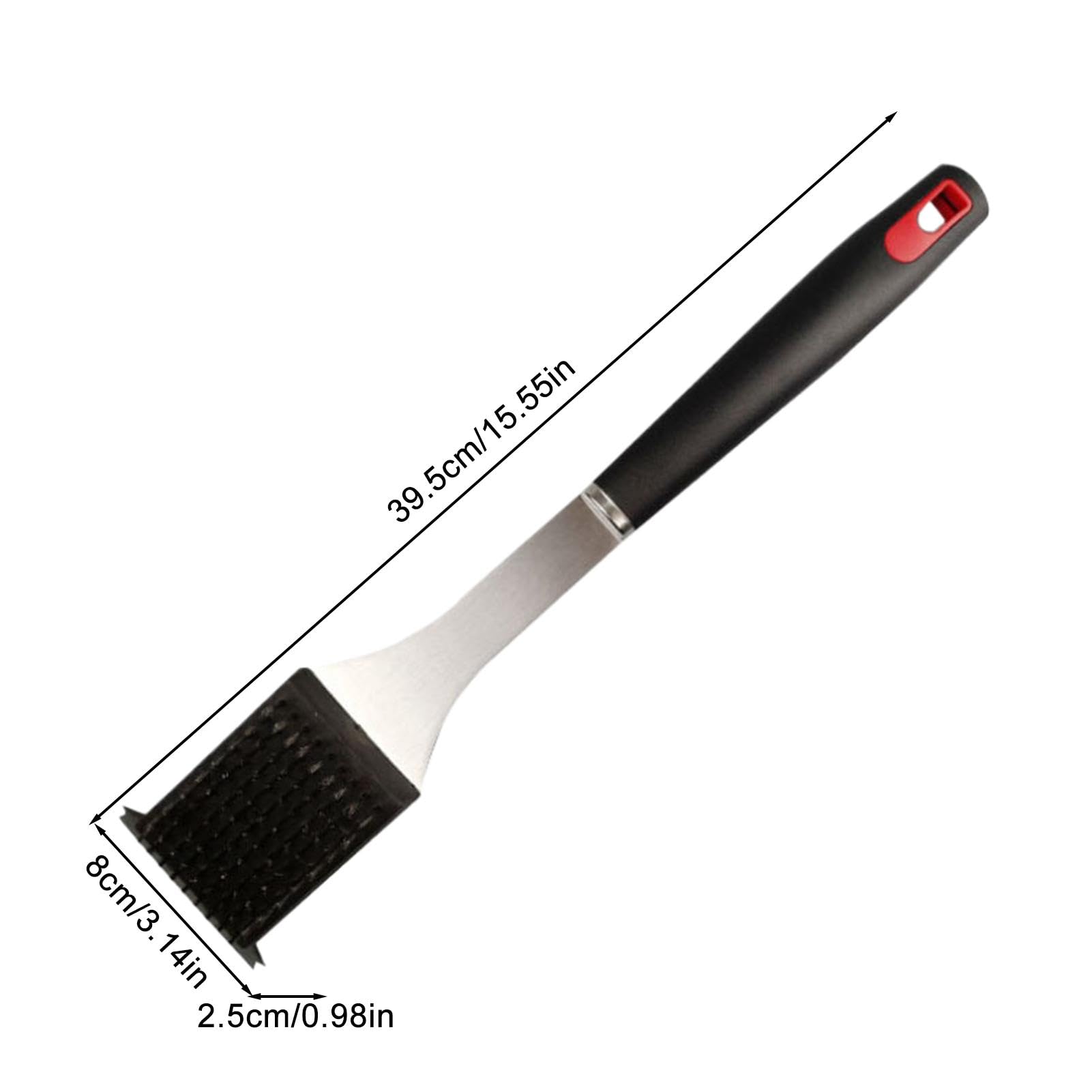 Spazzola Per Barbecue In Acciaio Inox – Forma Triangolare, Setole Spesse, Manico Ergonomico Nero, 30,5 Cm