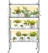 BreeRainz Plant Shelf with Grow Lights, 4 Tier Plant Stand with Grow Lights, 380-800nm Grow Light...