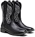 Jousen Cowboy Boots for Men Embroidery Western Boots Durable Square Toe Mens Boot (AMY8420 silkyblack 10.5)