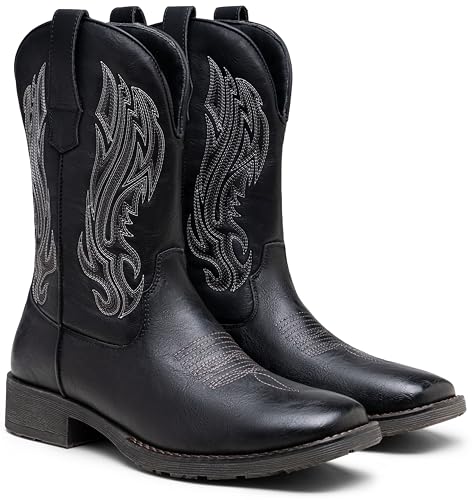 Image of Jousen Cowboy Boots for Men Embroidery Men's Western Boots Retro Square Toe Mens Boot Botas Vaqueras Para Hombre