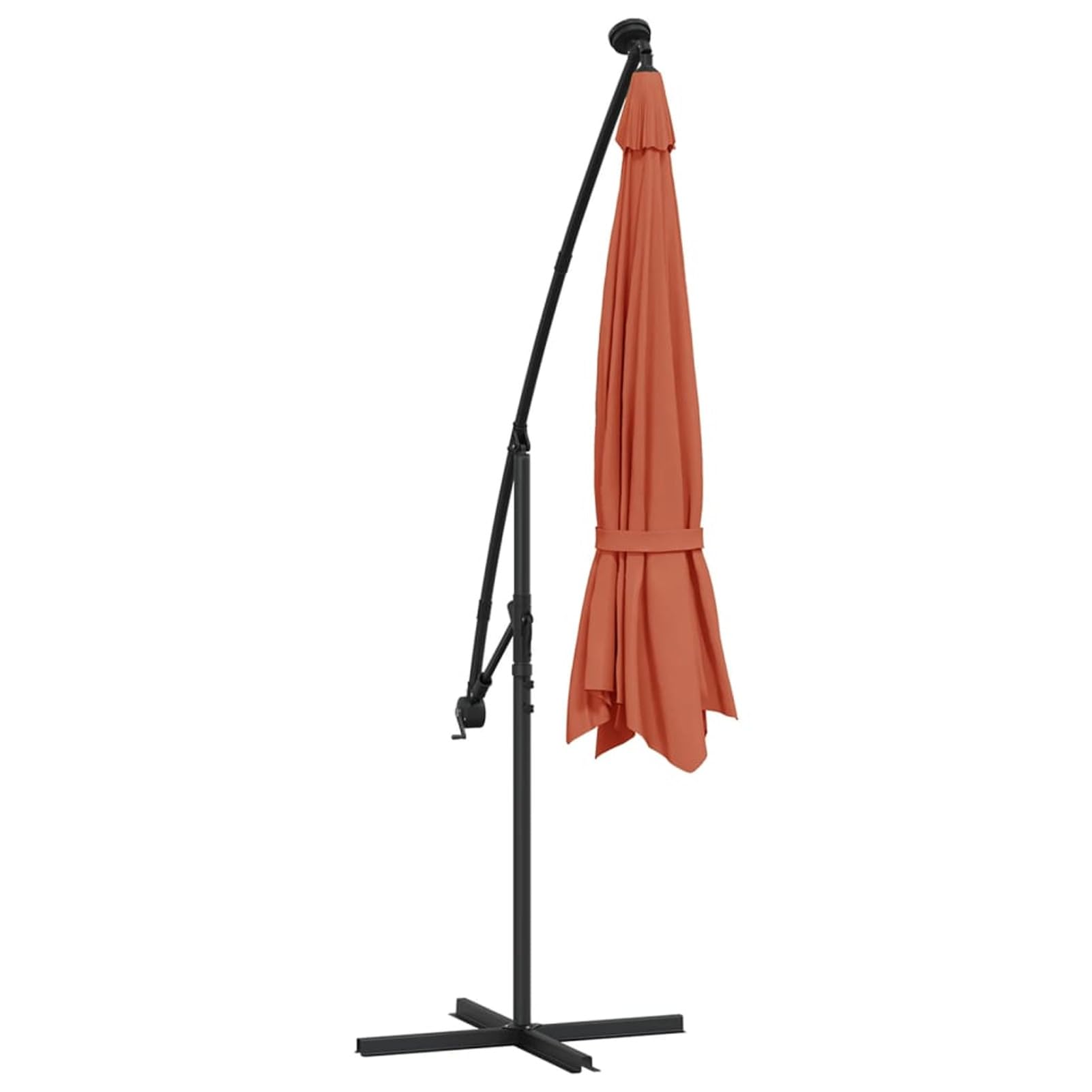 Homgoday Sombrilla de jardín voladiza con Luces LED Terracota 350 cm Sombrilla Terraza Exterior, Sombrilla Jardín Grande Orientable Jardín Parasol Balcón
