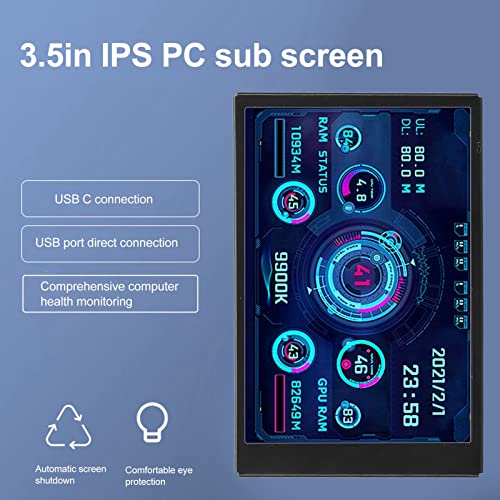 Image of LICAEVEY 3.5in Computer Temp Monitor, Full View Temperature Display, USB Mini Screen for PC CPU RAM, (Black)