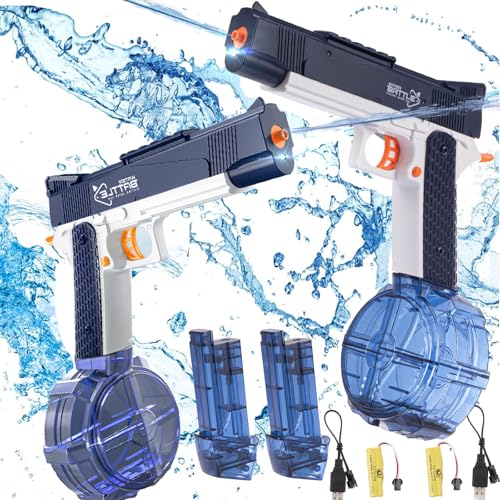 2Pcs Elektronische Wasserpistole mit Akku Elektrische Wasserpistole Erwachsene Große Reichweite Wasserpistole Elektrisch...
