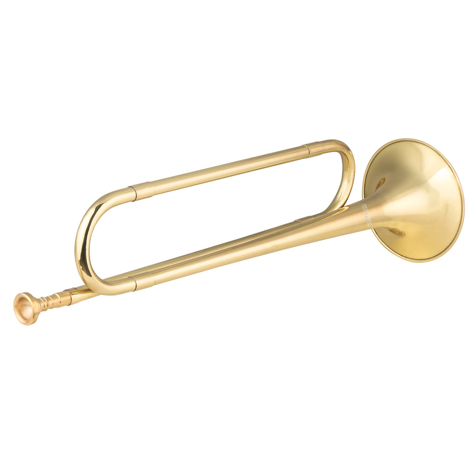 ACAGALA Brass C Bugle Call Gold-Plated Trumpet Cavalry Horn with Mouthpiece Musical Instrument for Beginners School Band Military Orchestra (18.7 Inch)
