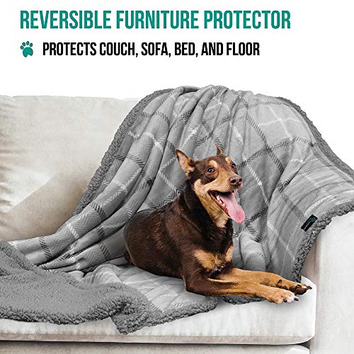 PetAmi Dog Blanket, Plaid Sherpa Dog Blanket | Plush, Reversible, Warm Pet Blanket for Dog Bed, Couch, Sofa, Car (Light… - Image 3
