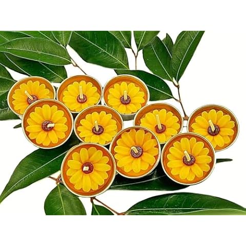 HukDok Yellow Daisies Flower Tealight Candles Cover