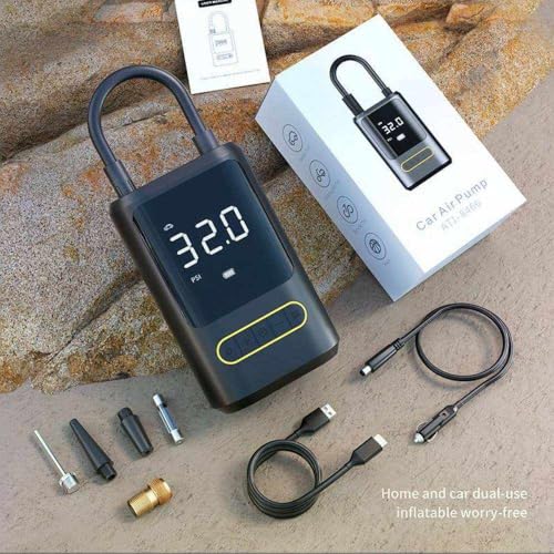 Image of LRSA Tyre Air Pump Cum Phone Powerbank for Car & Bike | 150 Psi | 6000 Mah | Digital Display | 5 Air Fill Modes |Portable Electric Tyre Air Inflator Pump