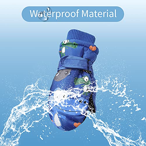 Century Star Winter Lined Fleece Toddler Mittens Waterproof Snow Mittens For Toddler Girls Boys Kids Snow Gloves Ski Alligator Navy 2-4T #TOP2