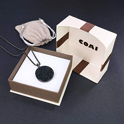 Coai Mens Womens Obsidian Stone Celtic Knot Amulet Pendant Necklace #TOP5