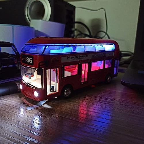 Image of DEOXY Double Decker Toys for Kids Diecast Metal Alloy London Bus Light & Music Open Door Collection Toys for Boy Kids, Brown