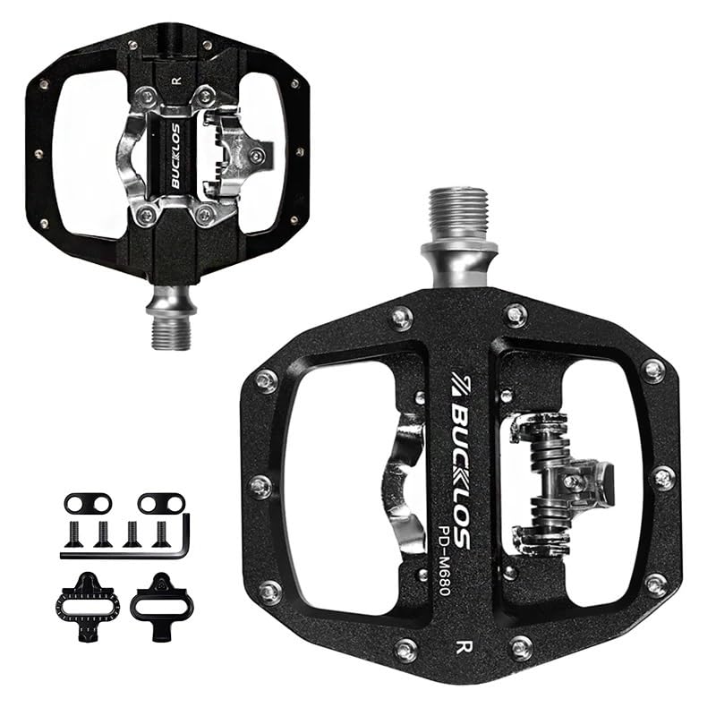 Pedali Mtb Pedali MTB Pedale for bicicletta a doppia funzione Piattaforma piatta Bloccato Fit for mountain bike antiscivolo con tacchetta