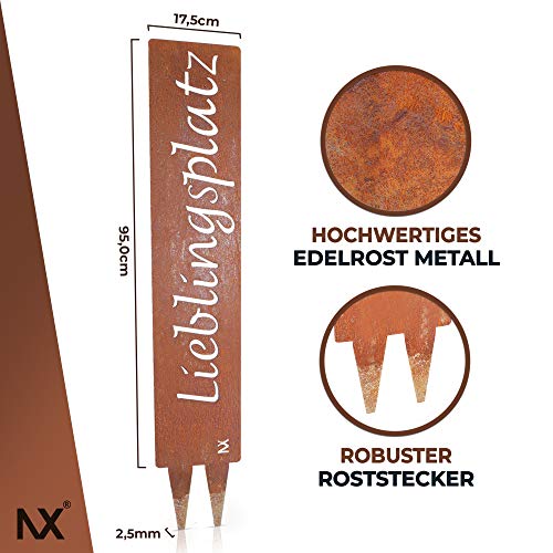 tradeNX "Lieblingsplatz-Gartenstecker aus Metall in Edelrostoptik – Wetterfestes Gartenschild – Gartendekoration im Vintage-Look - Image 3