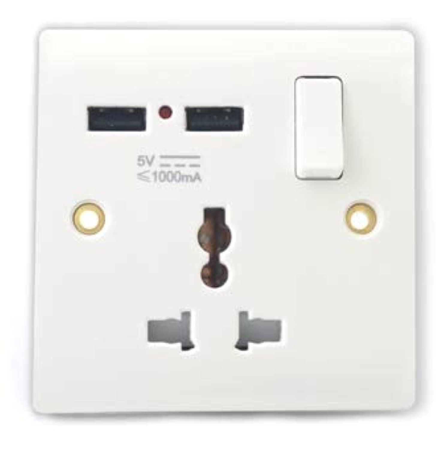 Terminator 1 Gang 13A Multi Function Switch Socket With 2 Usb 1 A/5V WP1G-2USB (WP1G-2USB 1 PCS)