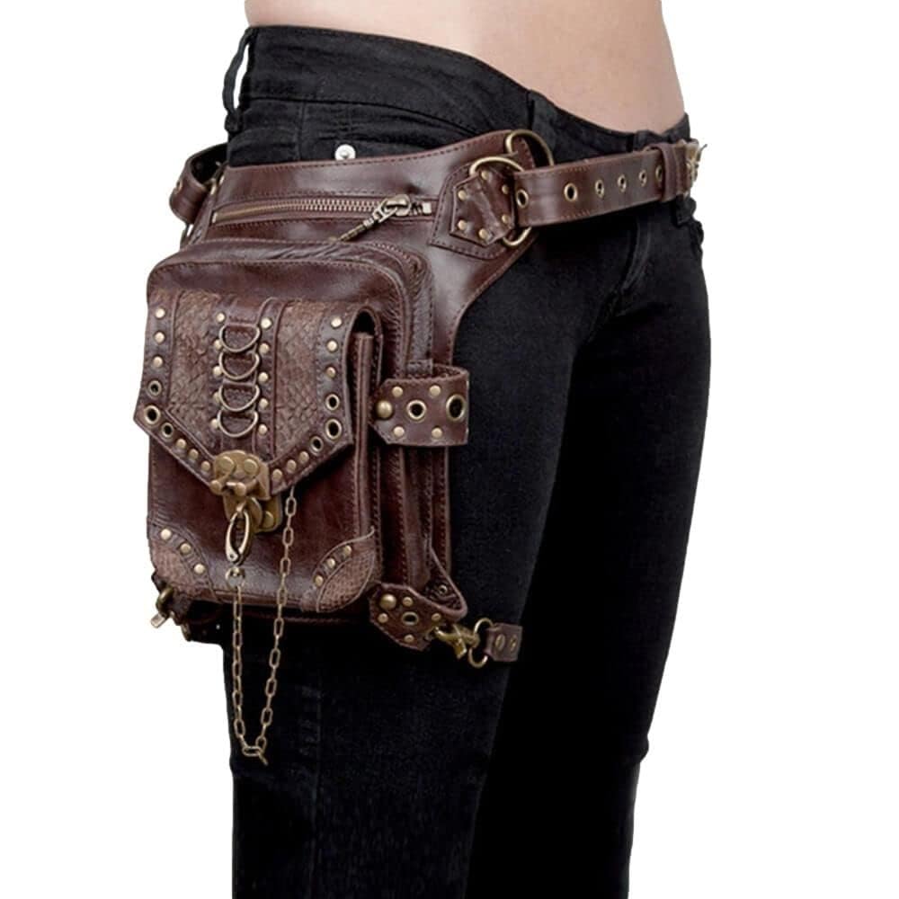 Ro Rox Edison Holster Moon Borsa per Fondina anca in Ecopelle Steampunk Unisex