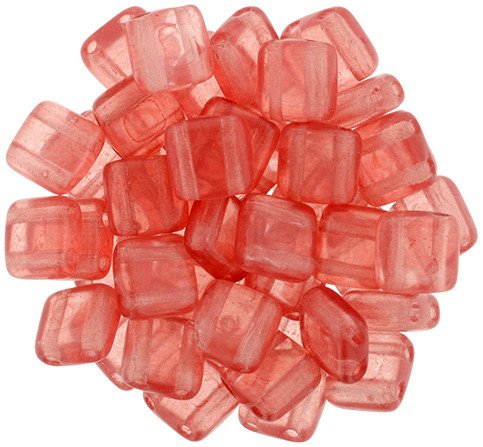Czechmate 6mm Square Glass Czech Two Hole Tile Bead - Colortrends:Tr Aurora Red (25)