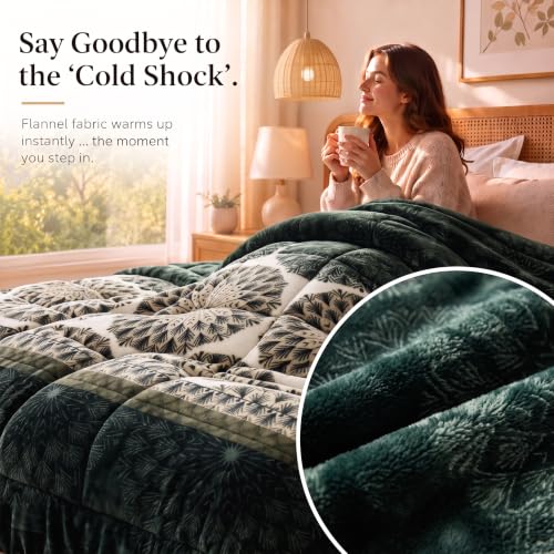 Image of SANMARINO Luxury Flannel Quilted Comforter for Double Bed | Ultra Soft Plush Razai with Modern Floral Design | Fuffly, Cozy All Season Blanket for Mild & Heavy Winter |220x230 cm,Charcoal Grey