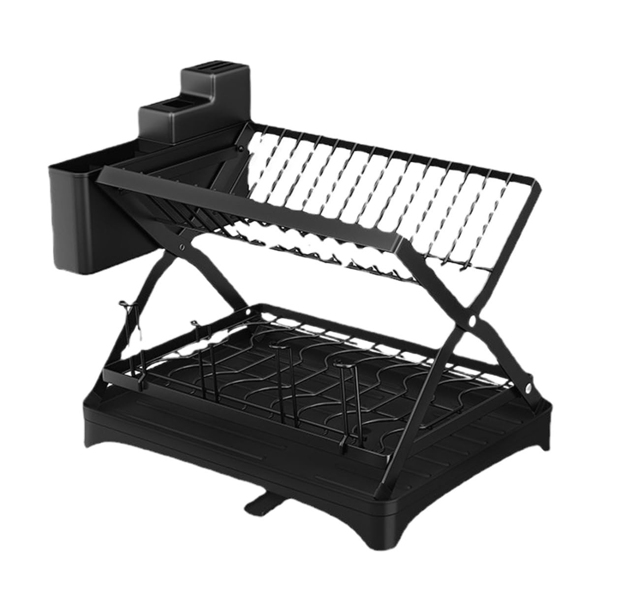 GOOPEEG Dish Drainer,Dish Rack 2 Tier Dish Dryer Rack With Utensil Holder For Kitchen Counter Space Saver Storage Shelf Easy Dish Organization