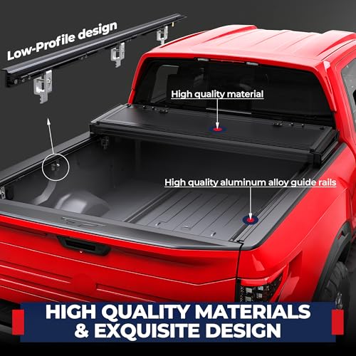 Image of MOSTPLUS 5FT 2WD /4WD Low-Profile Quad-Fold Hard Truck Bed Tonneau Cover Compatible for Nissan Frontier 2005-2021 Bed Cover 60Inch