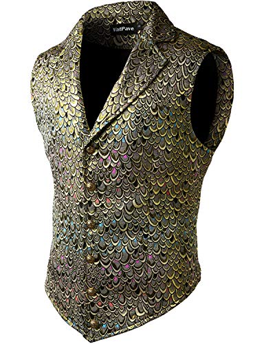 Image of VATPAVE Mens Victorian Suit Vest Steampunk Gothic Waistcoat