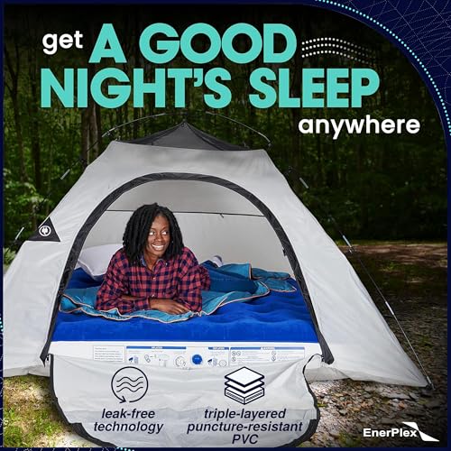 Image of EnerPlex Camping Air Mattress with Built in Pump - Queen Blow Up Mattress for Travel & Guests - Portable Bed for Adults and Kids - Grey