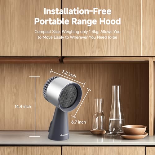 Image of AAOBOSI Portable Range Hood,Desktop Range Hood with Larger Caliber,3 Speed Kitchen Exhaust Fan, Low Noise,Oil Collection Cup,10xAir&Oil Filters,Portable Kitchen Hood for Indoor&Outdoor,RV