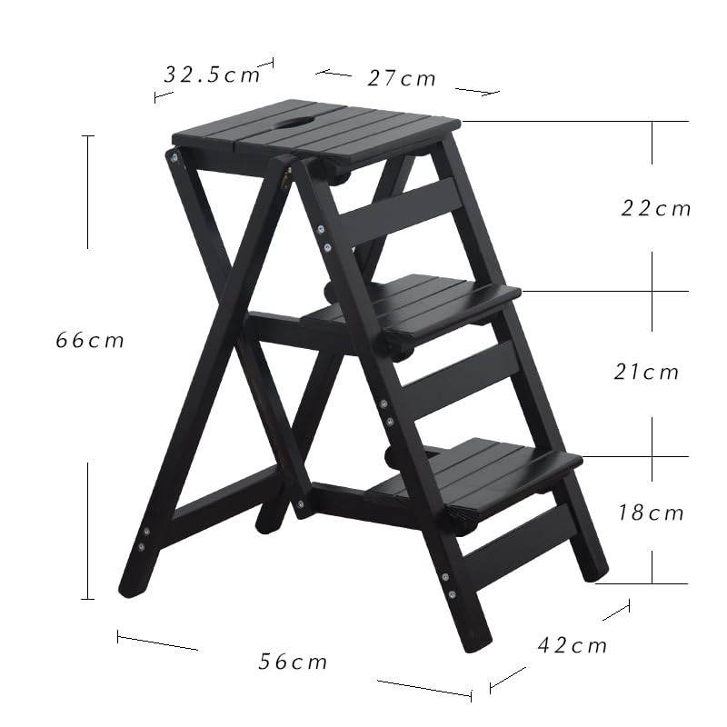 Taburete plegable de madera con diseño de 3 escalones versátil 4