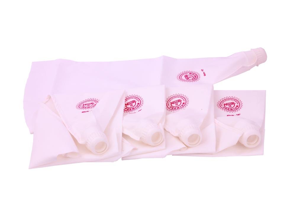 Noor Cake Decoration Reusable Icing Bag, White, 40cm, Set of 5