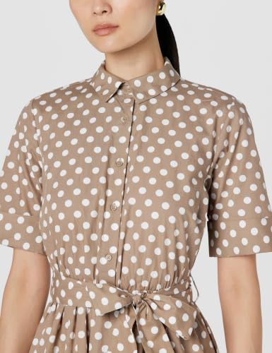 Image of DKNY Women's Short Sleeve Cotton Poplin Collared Midi Shirtdress