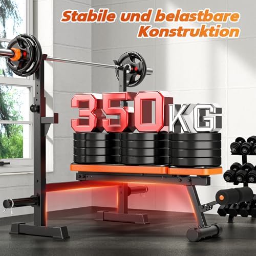 Bild 1 - XDDIAS Hantelbank Verstellbar Trainingsbank mit langhantelständer, Multifunktion Hantelbank mit 7-Fach Rückenlehne Bankdrücken Bank fitnessgeräte für zuhause, Belastbarkeit bis zu 350 kg