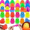 18 Pack Easter Eggs Filled Chick Duck LED Puffer Balls Easter Basket Stuffers for Kids Boys Girls, Light Up Squeeze Sensory Ball Fidget Toys for Easter Egg Fillers Easter Egg Hunt Party Favor Gifts