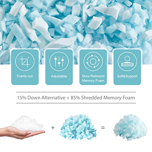 2-Pack Meoflaw Cooling Queen Size Pillows - Shredded Memory Foam for Back & Side Sleepers