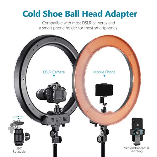 Neewer 18-inch SMD LED Ring Light Dimmable Lighting Kit with 78.7-inch Light Stand, Filter and Hot Shoe Adapter for Camera Photo Studio LED Lighting Portrait YouTube Video Shooting (No Carrying Bag)