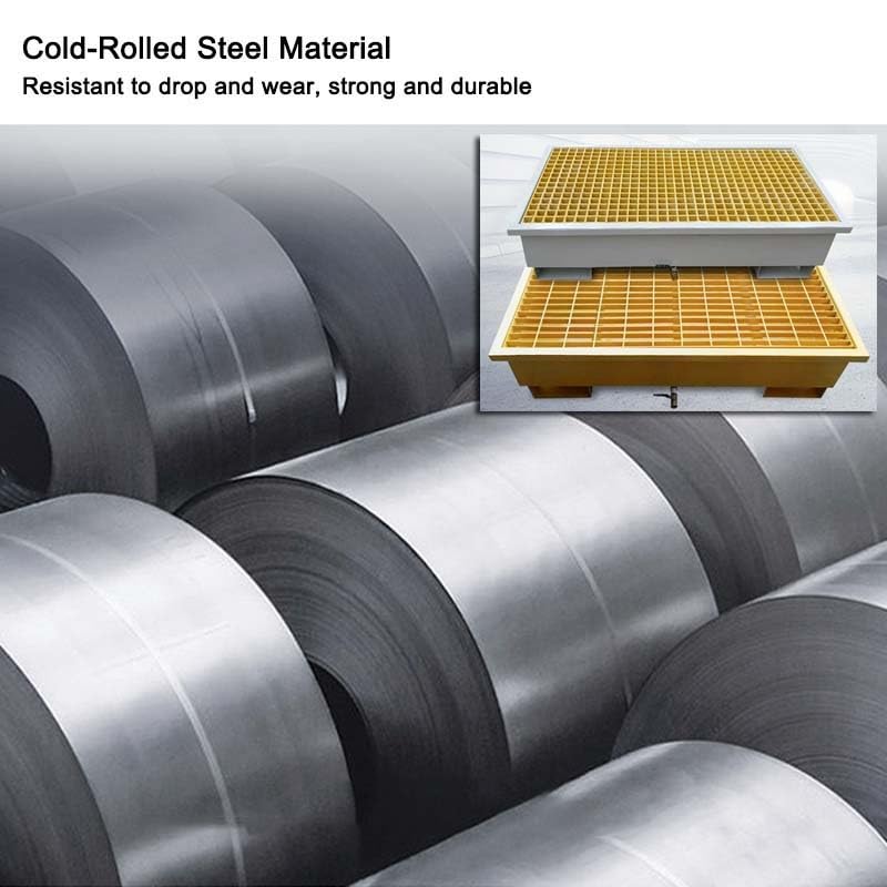 PFCDZDU Drum Containment Spill Pallet, Nestable Industrial Paint Bucket Leak-Proof Tray, Garage Kitchen Detachable Steel Modular Platform with Drain(65x65x24cm)