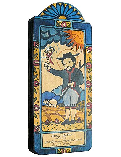 San Isidro (Saint Isidore) Patron Saint Of Gardeners Handmade Retablo Plaque, 3.5 X 7.25 Inches #TOP17