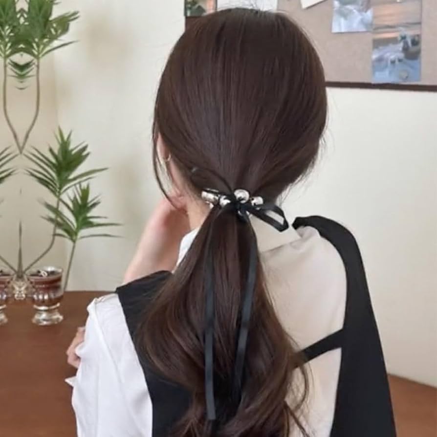 Amazon | NingPower シルバービーズヘアゴム ヘアタイ 4個