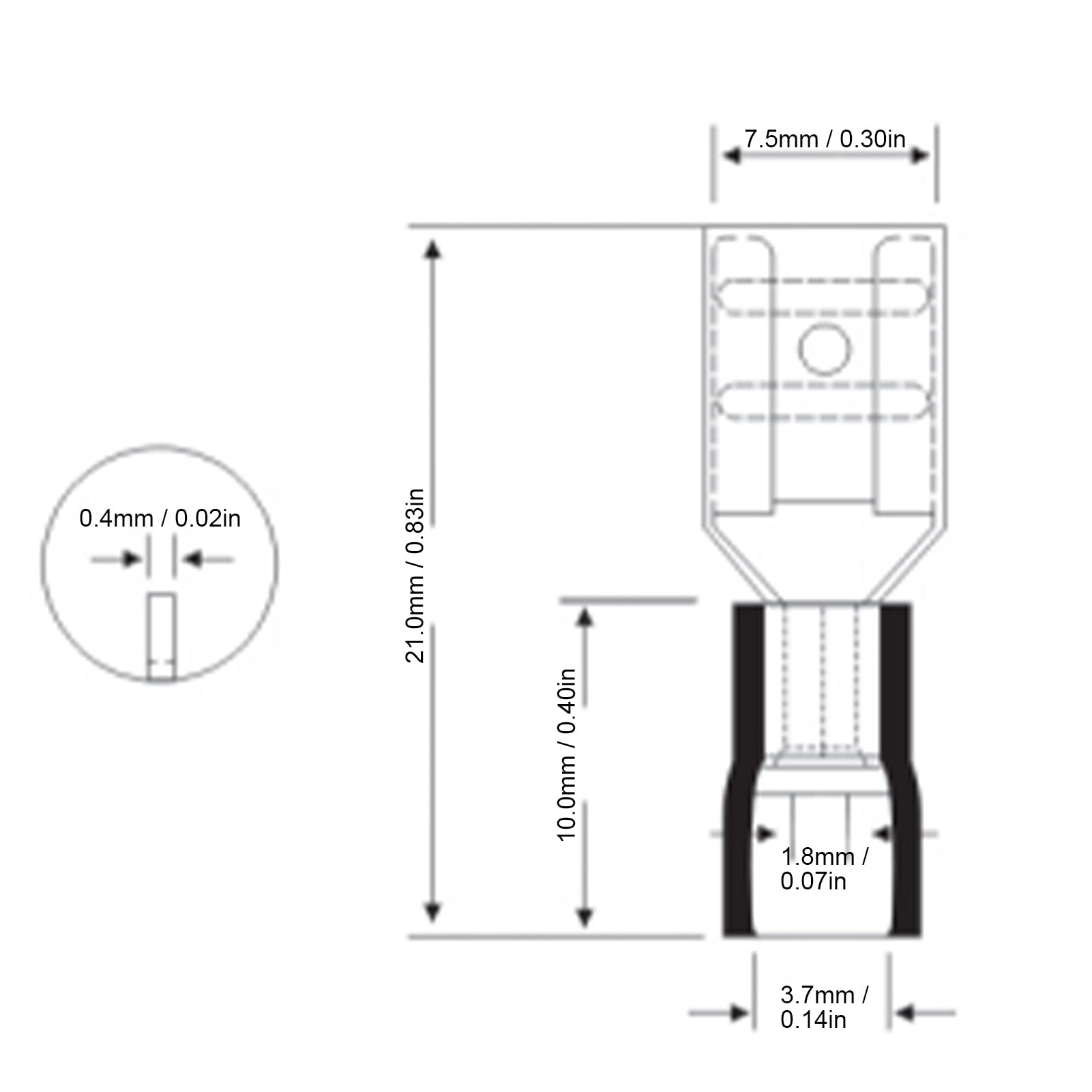 Insulated Spade Wire Connector, 100 PCS Copper PVC Electrical Crimp Terminals for 22-16 AWG Wires - Image 2